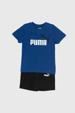 Dětská bavlněná souprava Puma Minicats & Shorts Set tmavomodrá barva