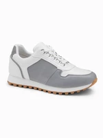 Ombre Patchwork men's shoes sneakers with combined materials - white and gray