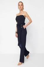 Trendyol X Zeynep Tosun Navy Blue Knitted Accessory Detailed Trousers