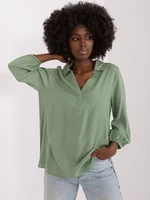 Khaki shirt blouse SUBLEVEL made of viscose