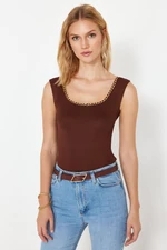 Trendyol Brown Chain Detailed Knitwear Blouse