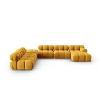 Żółta aksamitna sofa 379 cm Bellis – Micadoni Home