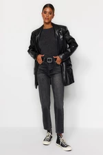Trendyol Čierne džínsy Mom s vysokým pásom