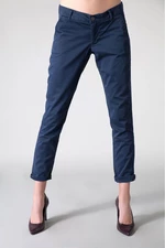 Tommy Jeans Nohavice - Hilfiger Denim THDW MID RISE BASIC CHINO 4 modré