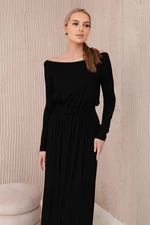 Women's Viscose Long Waist Dress - Black