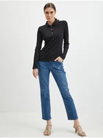 Black women's ribbed polo shirt ORSAY