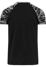 Raglan kontrastné tričko čierne/tmavé s kamienkami