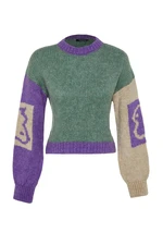 Trendyol Mint Soft Textured Color Block Knitwear Sweater