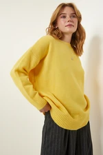 Happiness İstanbul Women's Yellow Oversize Knitwear Sweater