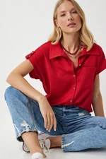 Happiness İstanbul Women's Red Pocket Comfortable Knitted Shirt