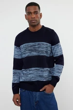 Trendyol Navy Blue Casual Regular Crew Neck Gradient Knitwear Sweater