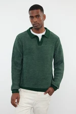 Trendyol Green Casual Regular Polo Neck Textured Knitwear Sweater