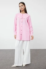 Trendyol Pink Silver Button Detailed Baby Collar Cotton Shirt