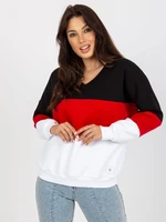 Basic white and red sweatshirt with a neckline