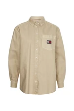 Tommy Jeans Shirt - TJW BADGE BOYFRIEND SHIRT beige