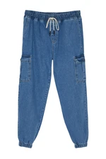 Trendyol Blue Wide Cut Plus Size Jogger with Cargo Pocket