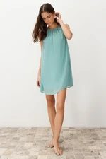 Trendyol Blue Straight Cut Chiffon Lined Mini Woven Dress