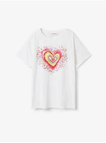 White Girls' T-shirt Desigual Heart - Girls