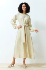 Trendyol Beige Front Tie Woven Unlined Dress