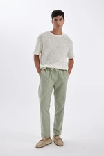 DEFACTO Men's Green Jogger Waist Lace-Up Pocket Skinny Cotton Trousers