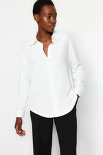 Trendyol Oversized White Crepe Knitted Shirt