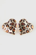 DEFACTO Women's Leopard Pattern Heart Earrings