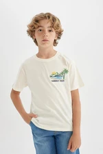 DEFACTO Boy's Crew Neck Embroidered Short Sleeve T-shirt