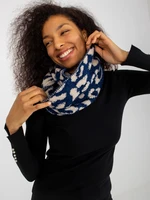 Dark blue and light beige patterned women's chimney scarf