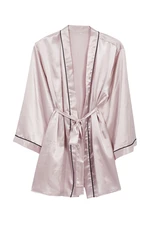 Trendyol Curve Powder Belted Piping Detailed Wide Sleeve Satin Woven Dressing Gown