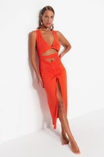 Trendyol Red Cut Out Detailed Long Beach Dress