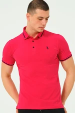 T8586 DEWBERRY MEN'S POLO NECK T-SHIRT-PLAIN FUCHSIA