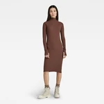 G-STAR Šaty - Rib slim dress wmn hnedé