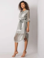 Grey dress with a floral motif