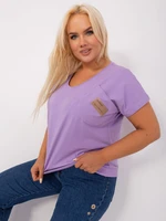 Světle fialová halenka plus size s kapsou