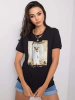 Women's black t-shirt with print