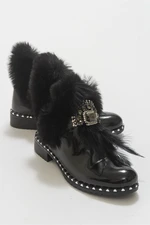 LuviShoes Abuse Women's Black Patent Leather Boots.