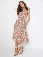 Brown women's patterned midi dress Trendyol - Women