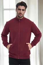 56777 Dewberry Zippered Mens Cardigan-BORDEAUX