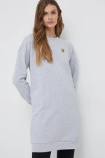 Bavlněné šaty Lyle & Scott šedá barva, mini