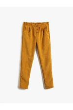 Koton Corduroy Pants High Waist with Button Detailed Pockets.