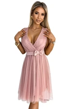 Women's tulle dress with neckline and bow Numoco