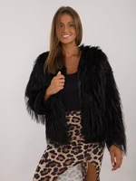 Black elegant fur jacket with lining