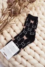 Warm cotton socks with teddy bears, black