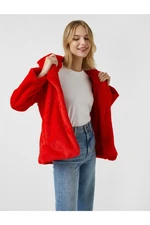 Koton Women's Red Buttoned Oversize Short Faux Für Coat