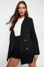 Trendyol Black Oversize Lined Buttoned Woven Blazer Jacket