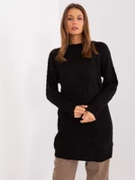 Black long oversize sweater with wool