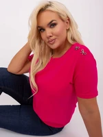 Plus size fuchsia blouse with short sleeves