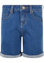 Girls' Organic Stretch Denim Shorts with 5 Pockets Blue