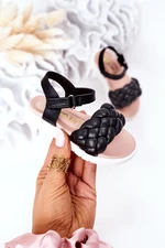 Children's knitted sandals black Adella