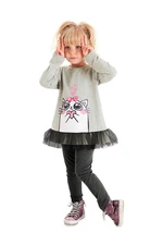 Denokids Cute Cat Girl Tulle Tunic Tights Set